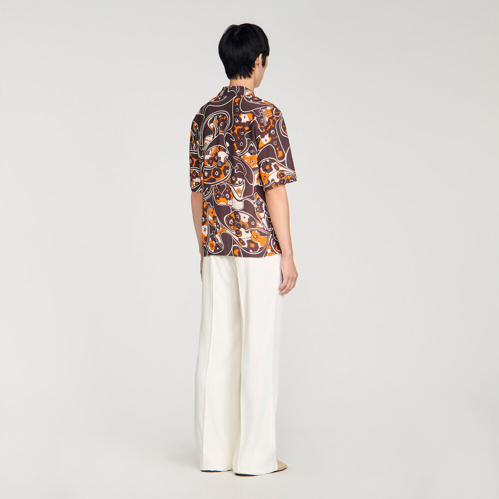 Camicia fluida stampa collo aperto